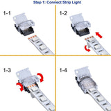 FluxTech 4-Pin RGB LED Strip to Wire Connector for 10mm Waterproof 5050 LED Strip Light
