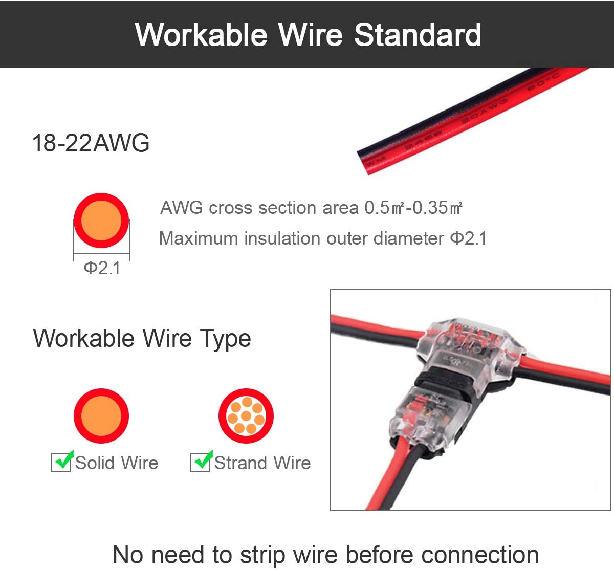 FluxTech -  Low Voltage Solder-less T Shape Wire connectors