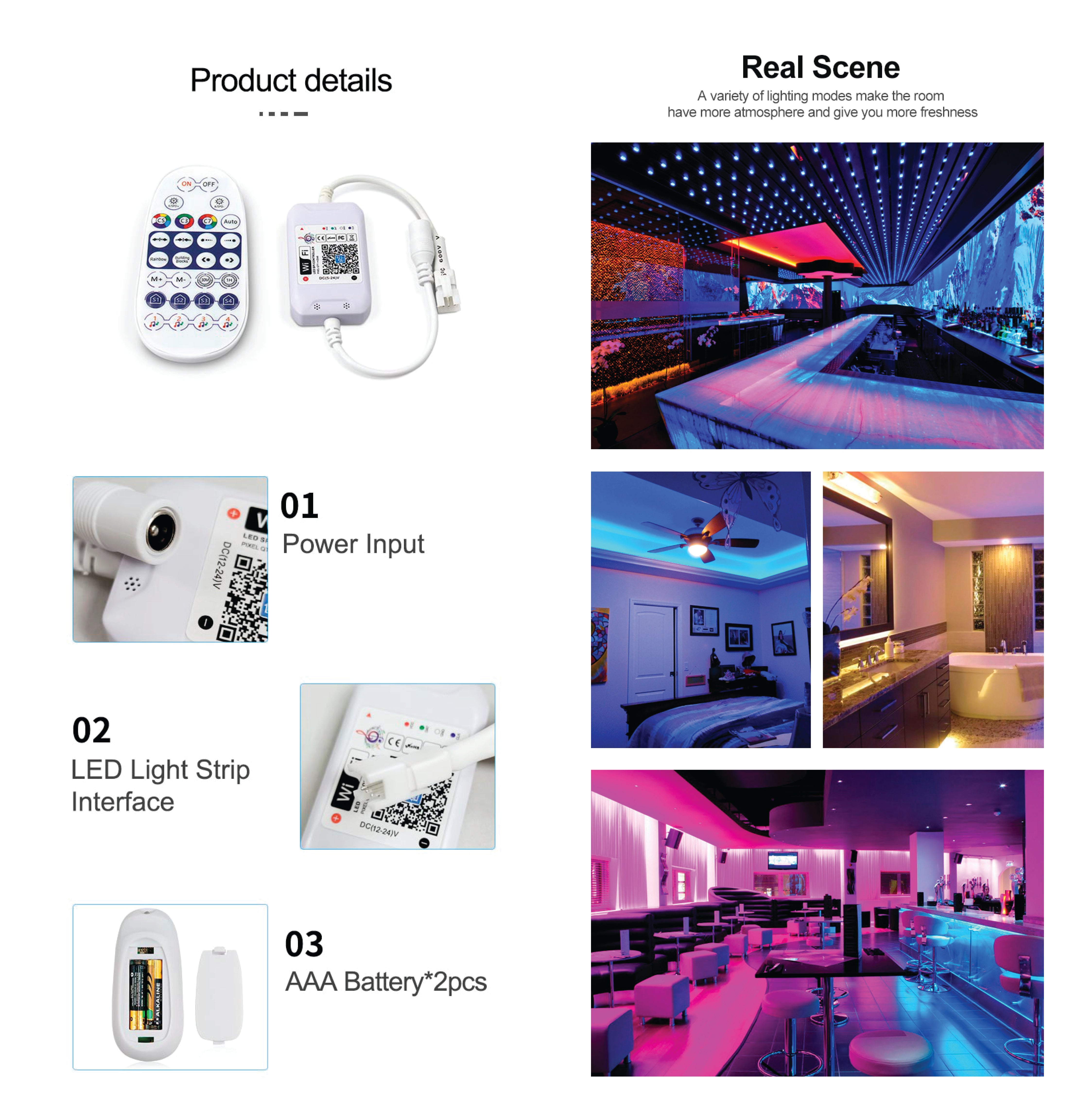 FluxTech ® WiFi Smart Pixel LED Strip Controller with 28 Key Controlle ...