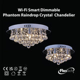 FluxTech – Wi-Fi Smart Dimmable Phantom Raindrop Crystal Chandelier Ceiling Light
