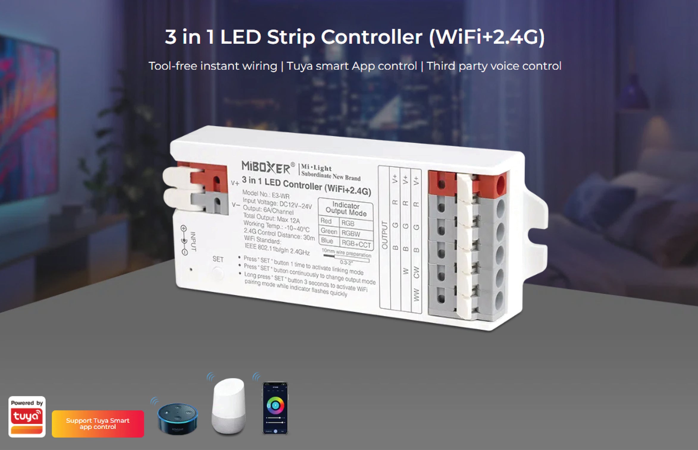 Flame Tech Control Led FluxTech ® WiFi Smart RGB / CCT / Single Colour 3 in 1 LED Strip Contr ...