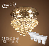 FluxTech – Wi-Fi Smart Dimmable Oval Droplet Crystal Chandelier Ceiling Light Fixture.