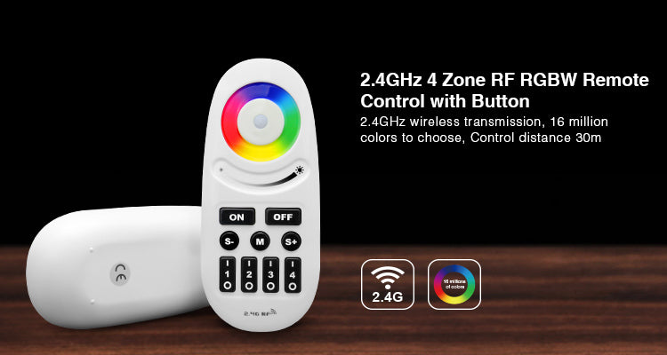 2.4GHz RGBW RF Remote Controller 4-Zone Group Control with Button