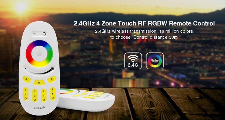 2.4GHz RGB + CCT Touch RF Remote Controller 4-Zone Group Control Unit ...