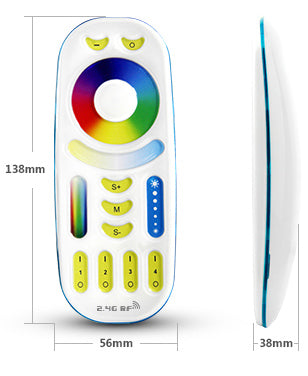 2.4GHz RGB + CCT Remote Controller Full Touch 4-Zone Group Control