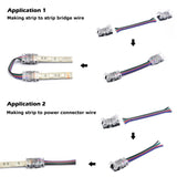 FluxTech 4-Pin RGB LED Strip to Wire Connector for 10mm Waterproof 5050 LED Strip Light