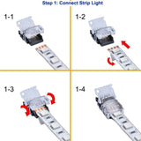 FluxTech -  3-Pin CCT Colour LED Strip to Wire Connector for 10mm Waterproof 5050 LED Strip Light