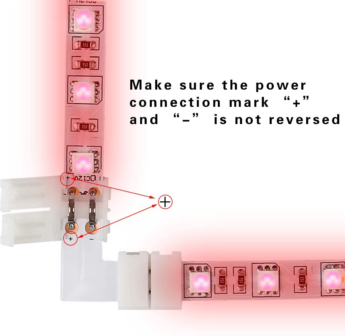 FluxTech - IP20 LED Strip Light T-Shape, L-Shape, X-Shaped Non-Waterproof Solderless Snap Strip to Strip Wire Connectors. (Pack of 2)