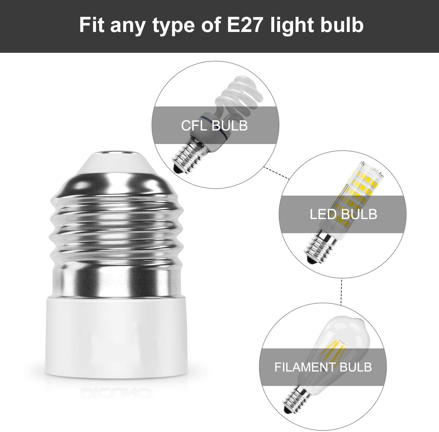 FluxTech – E27 to E14 Lamp Holder Converter Base - (Pack of 2)