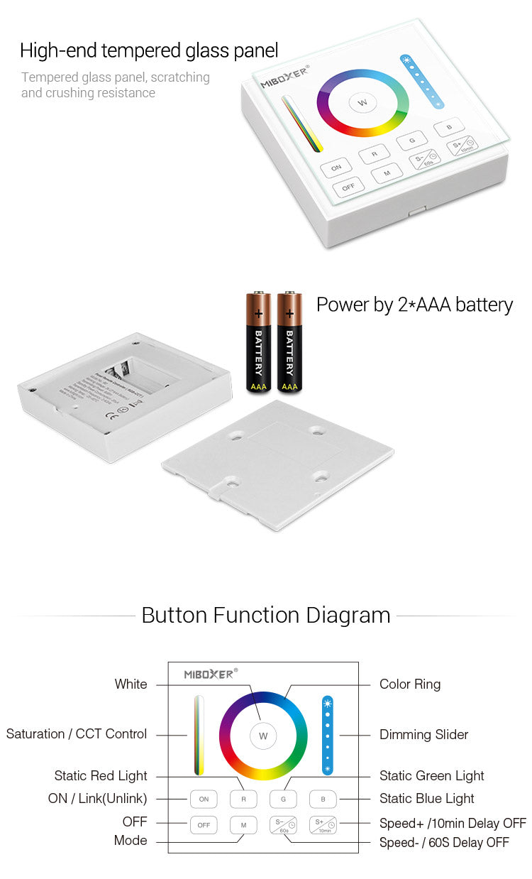 FluxTech - Battery Operated RGB+CCT Smart Panel Remote Controller ...