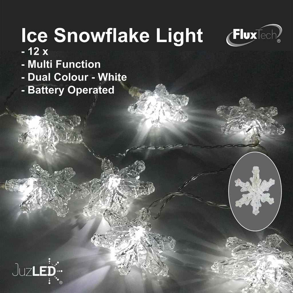 FluxTech - Ice Snowflake 12 x Dual Colour LED String Lights by JustLED ...