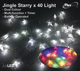 FluxTech - Twinkle Starry 40 x Dual Colour LED Lights by Santa’s Factory – Multi-function Effect – Timer function - Battery Operated