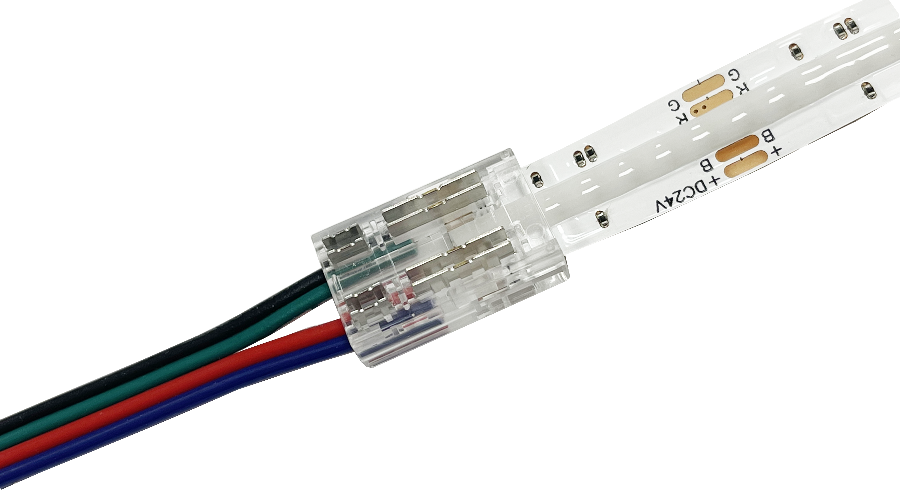 FluxTech - 3 / 4 -Pin CCT / RGB COB LED Strip to Wire Connector for 10mm COB Strip. Pack x 2 Pcs