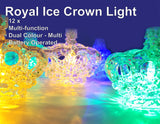 FluxTech - 3D Royal Ice Crystal Crown 12 x Dual Colour LED String Lights by JustLED – Multi-function Effect – Timer function - Battery Operated