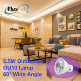 FluxTech - Smart Dimmable COB GU10 5.5W 60° Wide Beam Angle LED lamp [Energy Class A++]