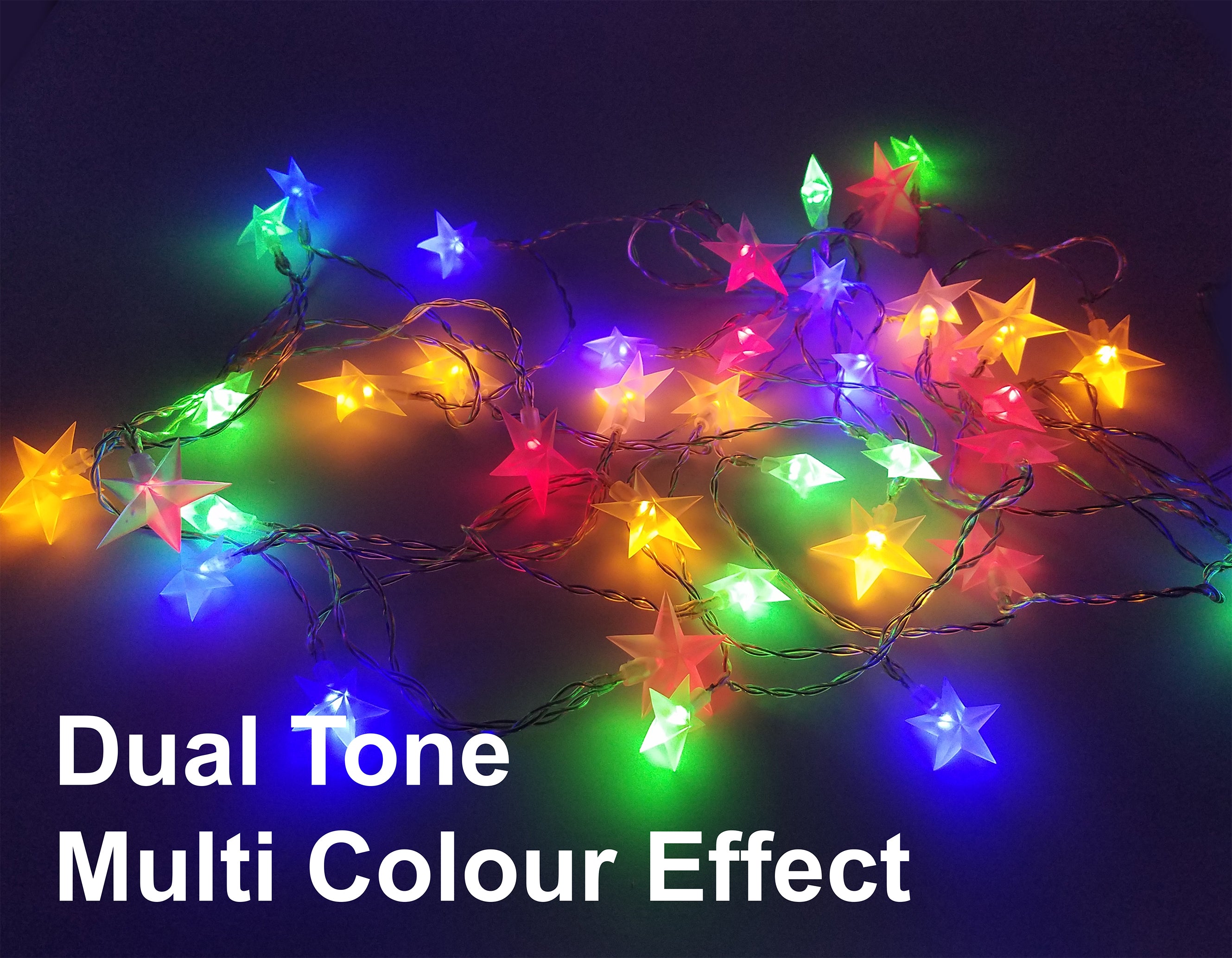 FluxTech - Twinkle Starry 40 x Dual Colour LED Lights by Santa’s Factory – Multi-function Effect – Timer function - Battery Operated