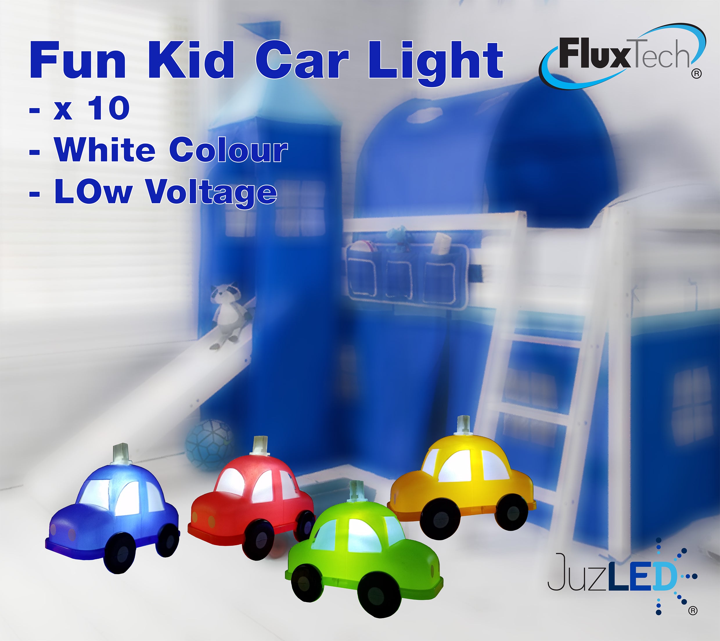 FluxTech - Fantastic Children Fun Car 10 x White Colour LED String Lights JustLED – Low Voltage Operated