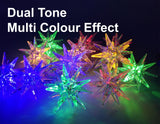 FluxTech - Starburst Star 12 x Dual Colour LED Lights by JustLED – Multi-function Effect – Timer function - Battery Operated