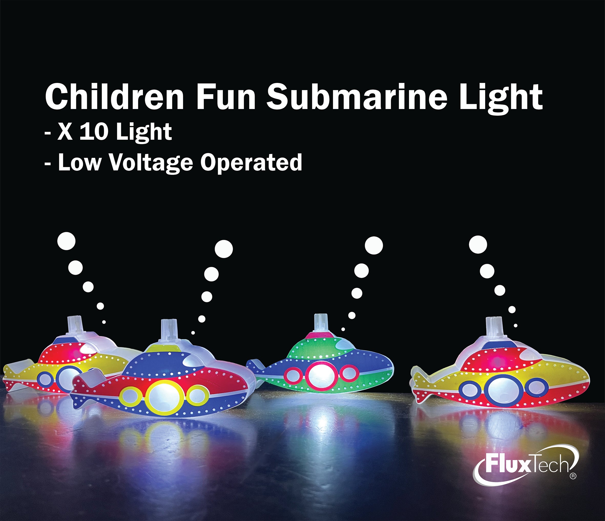 FluxTech - Fantastic Children Submarine 10 x LED String Lights - Low Voltage Operated [Energy Class A++]