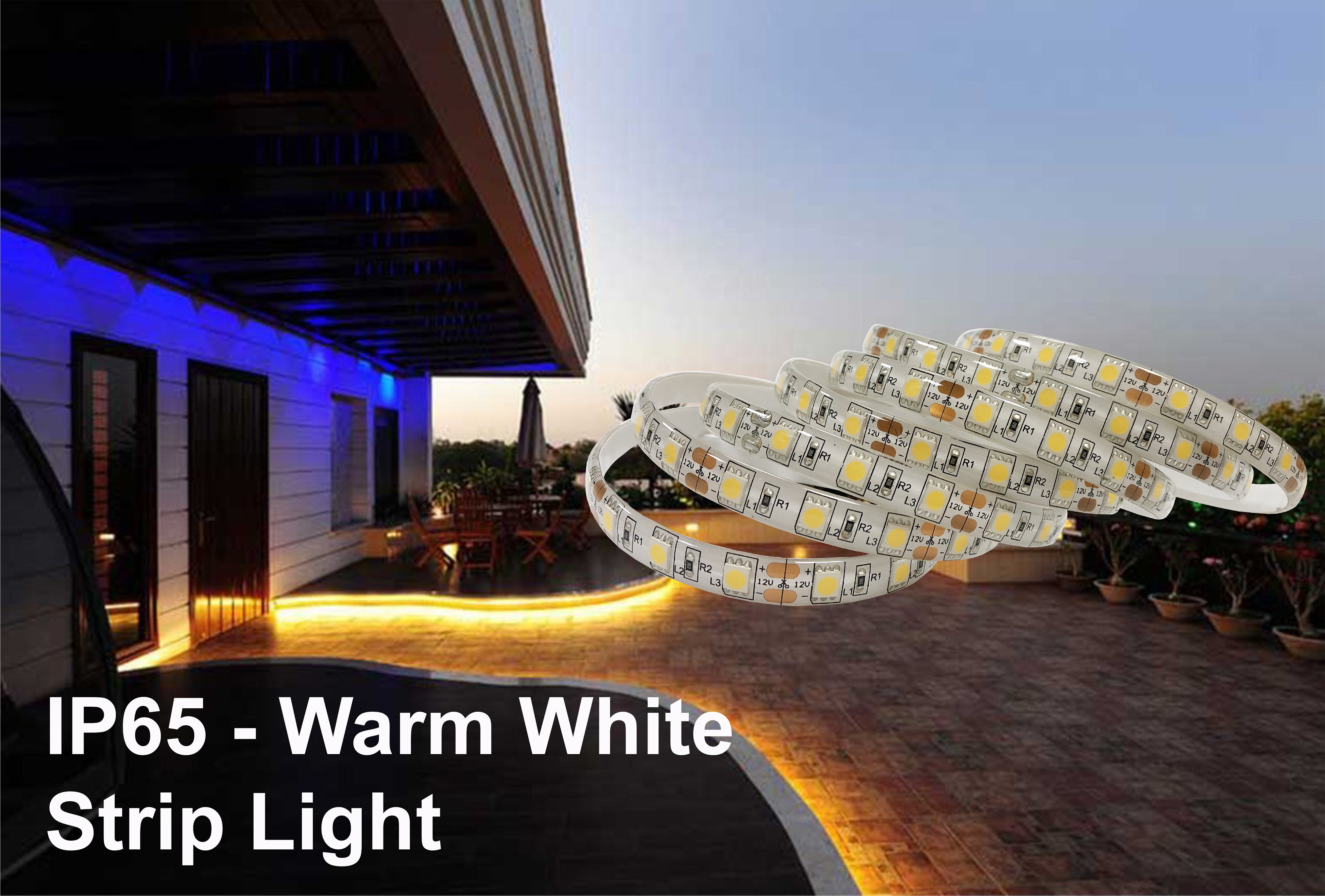 Waterproof IP65 High Power Warm White Colour Strip Light  - Low Voltage