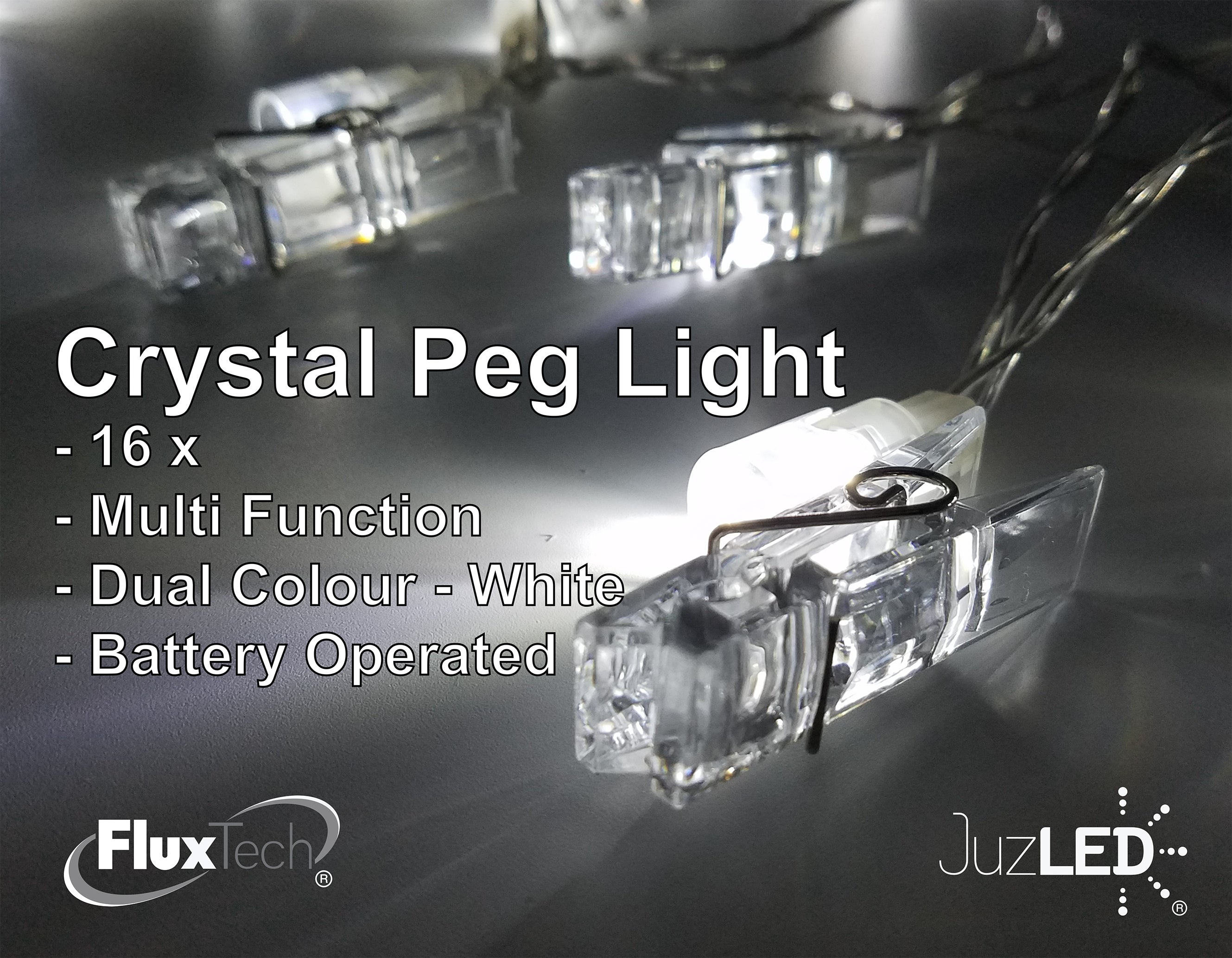Peg Led FluxTech - Crystal Peg 16 x Dual Colour LED String Lights by JustLED ...