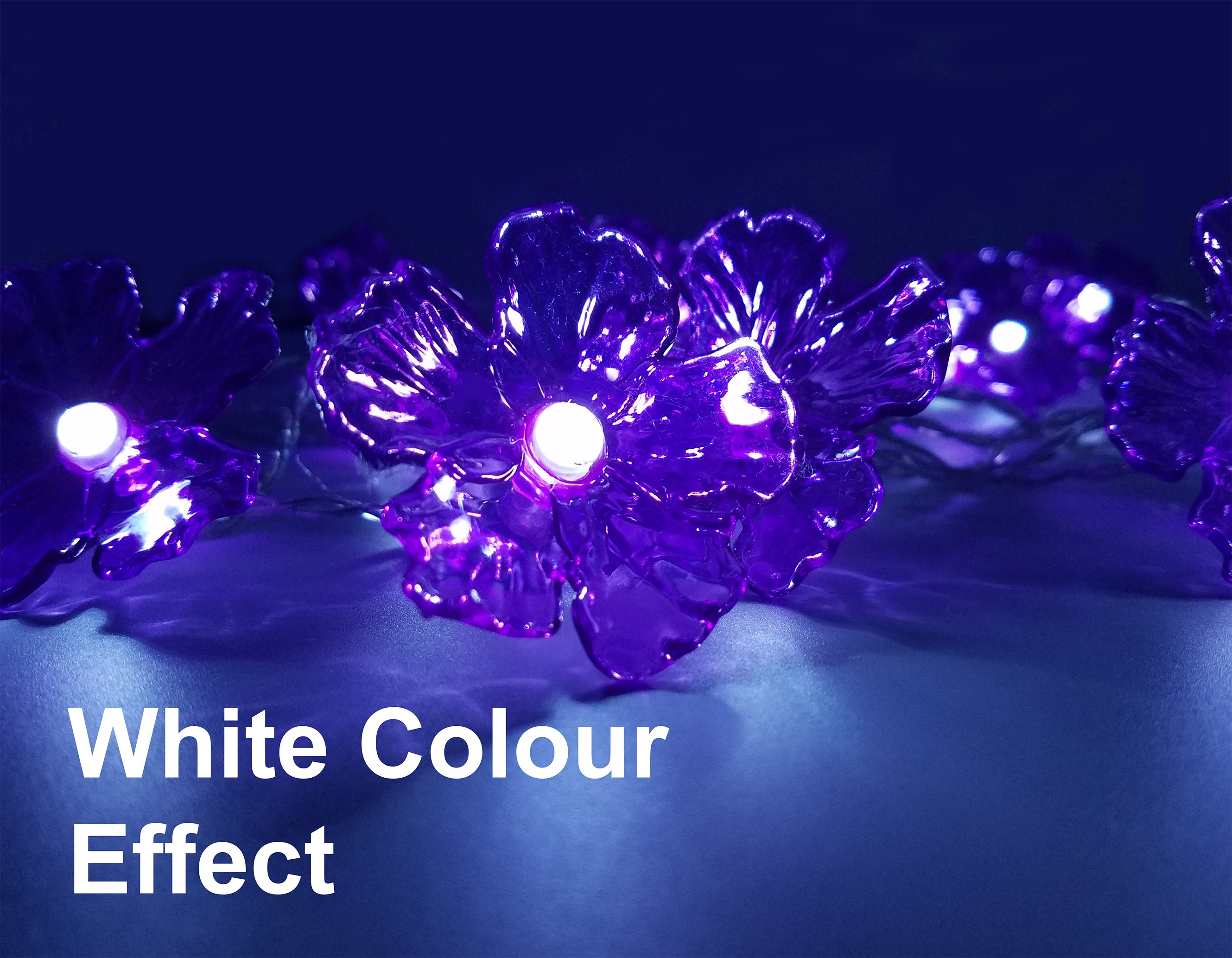 FluxTech - Matthiola Flower 20 x Dual Colour LED String Lights by JustLED – Multi-function Effect – Timer function - Battery Operated